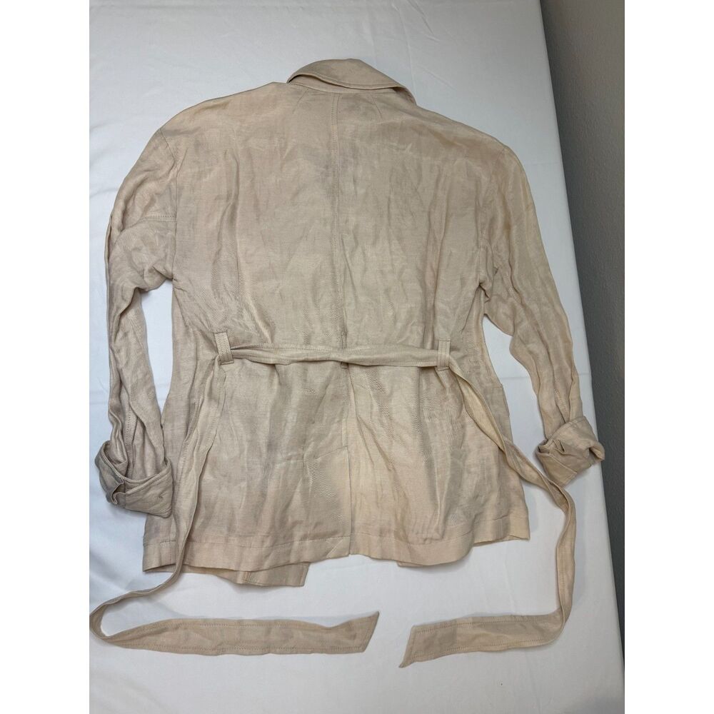 J.Crew Women’s XS Linen Cupro Safari Jacket Belted Utility 4 Pocket Beige